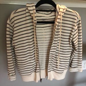 Land’s End Grey/Off White Striped Sweatshirt
